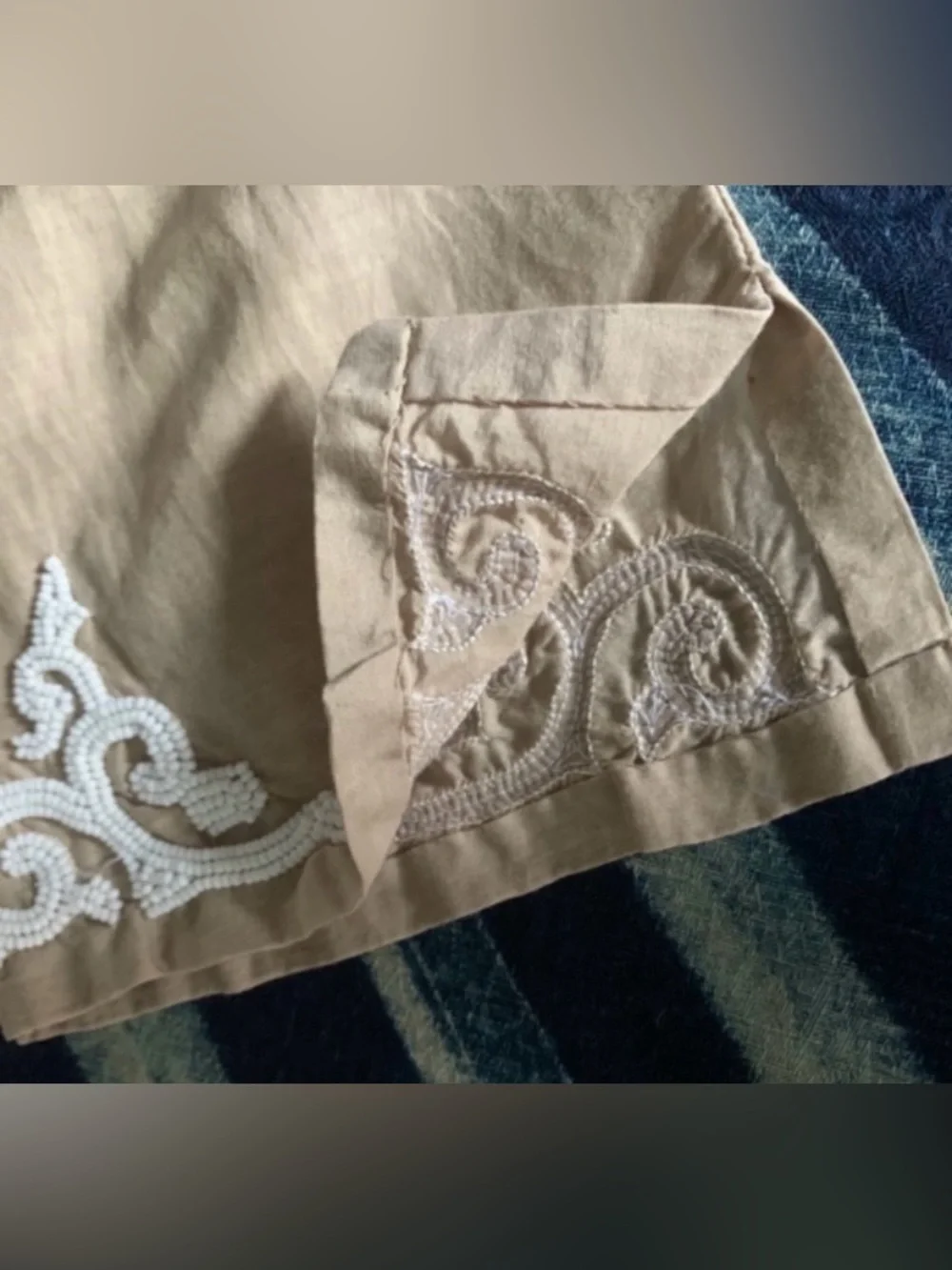 Armand Diradourian Silk Beaded Top with White Embroidery - Picture 10 of 10